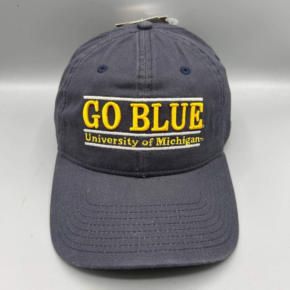 University of Michigan Go Blue Hat Men The Game Strap Back Cap Cotton New